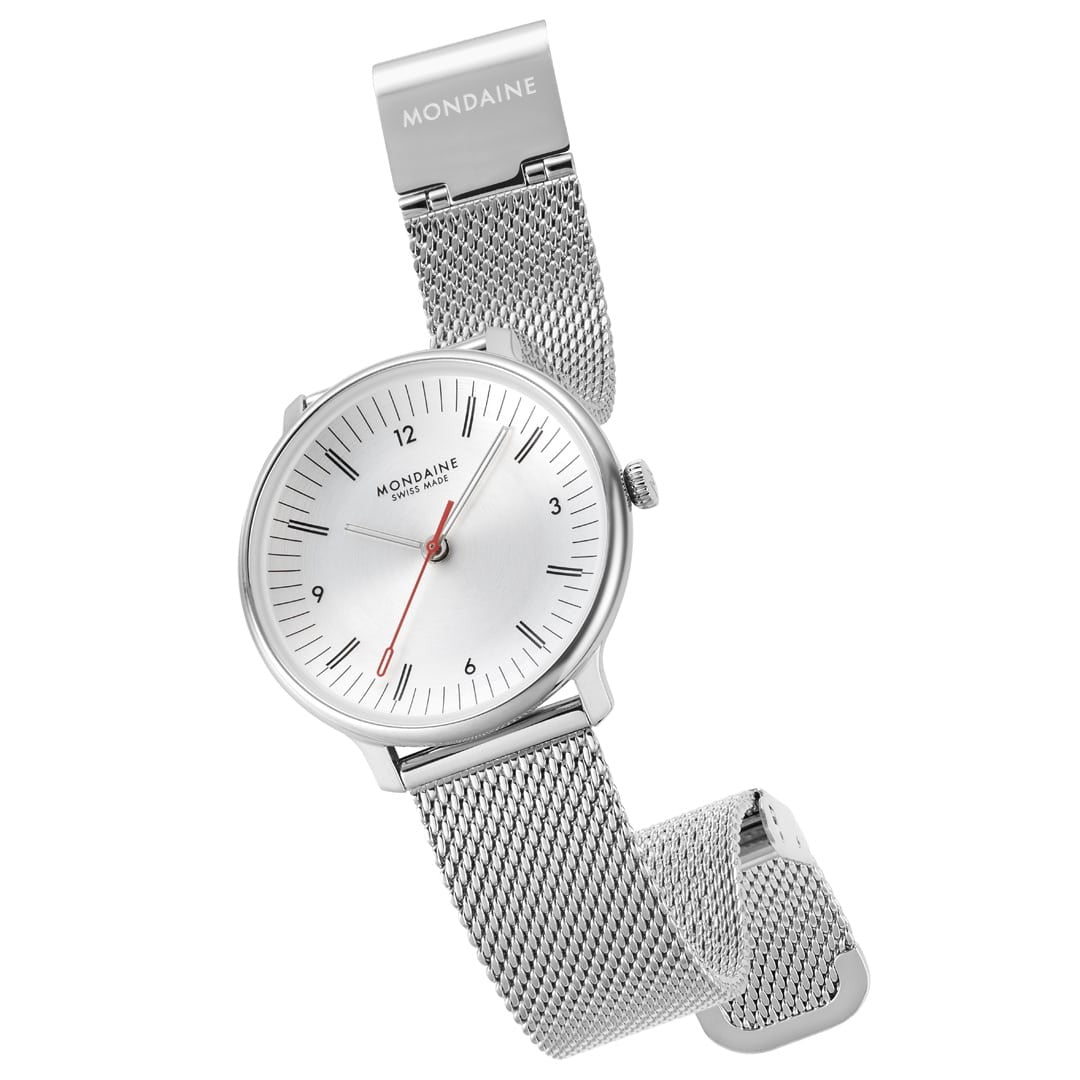 Mondaine Doppio Silver orologio 33mm acciaio