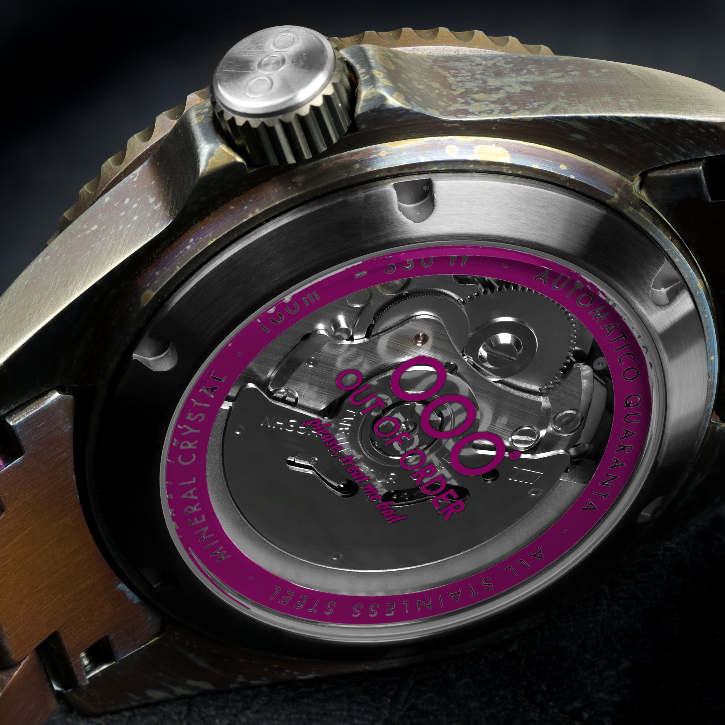 Out Of Order Automatico Quaranta Magenta Ultra Distressed orologio 40 mm