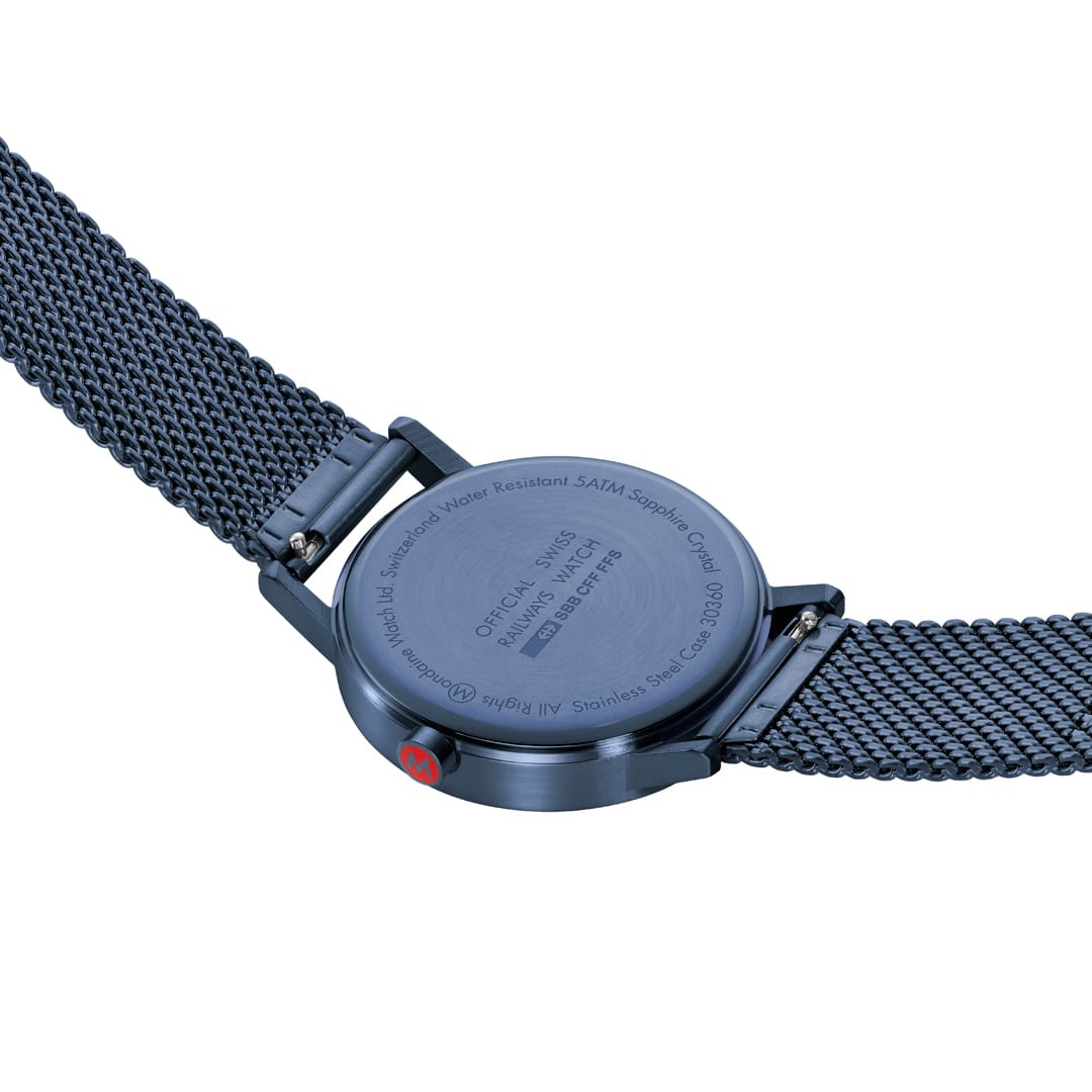 Mondaine Classic Blu 40mm orologio acciaio