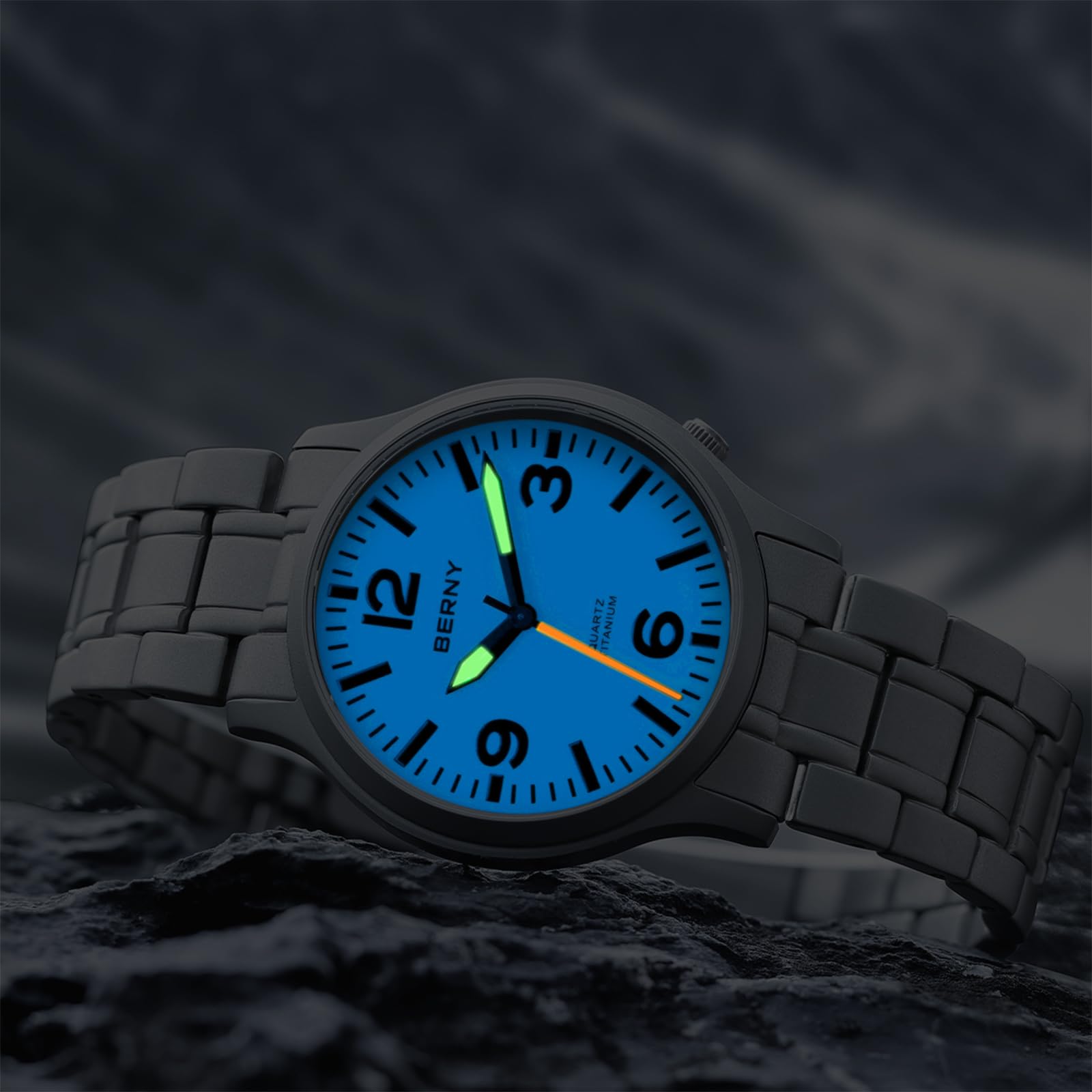 Berny Titanium Orologio Uomo Quarzo Blu Zaffiro 5ATM