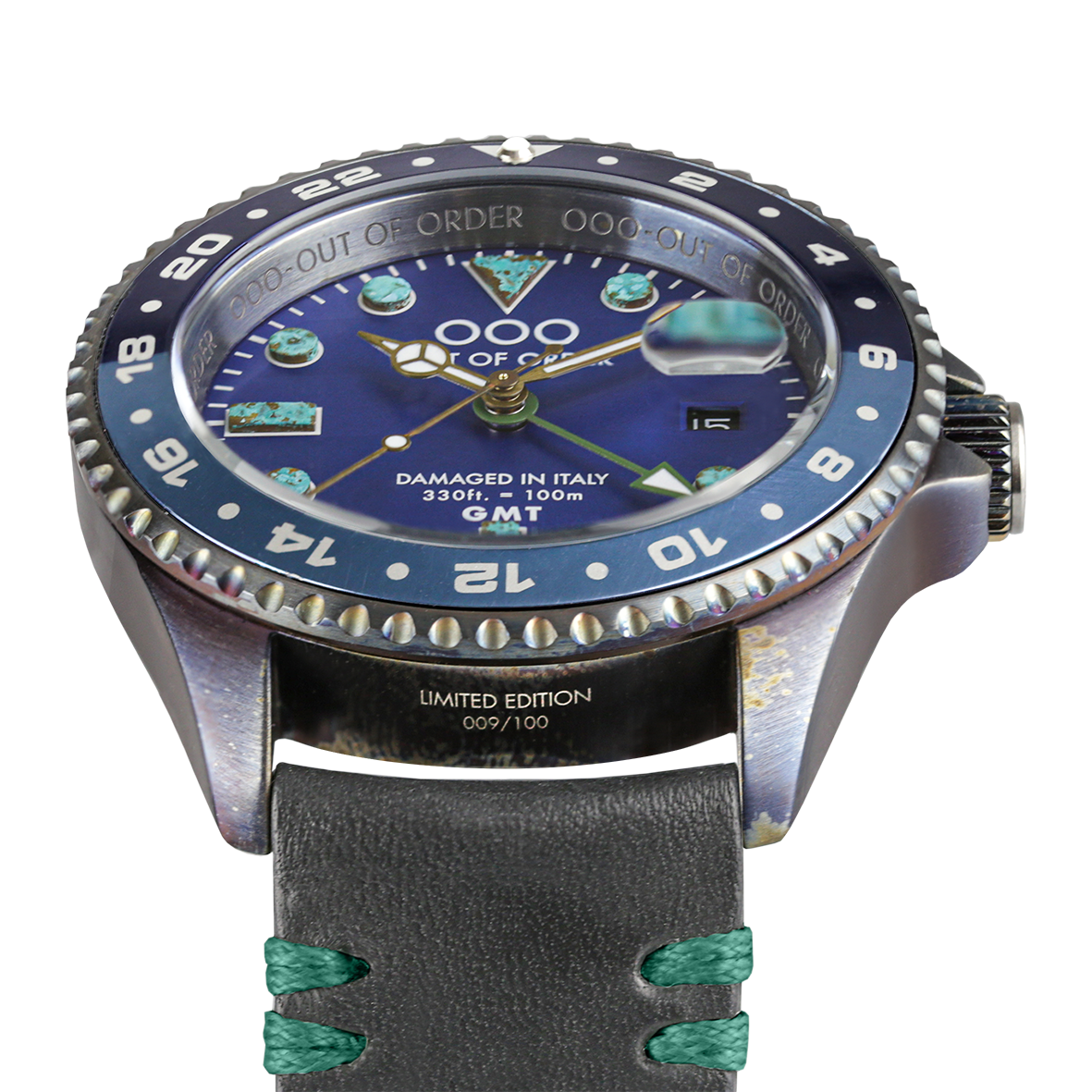 Out Of Order Very Blue GMT New York orologio GMT 44mm blu pelle