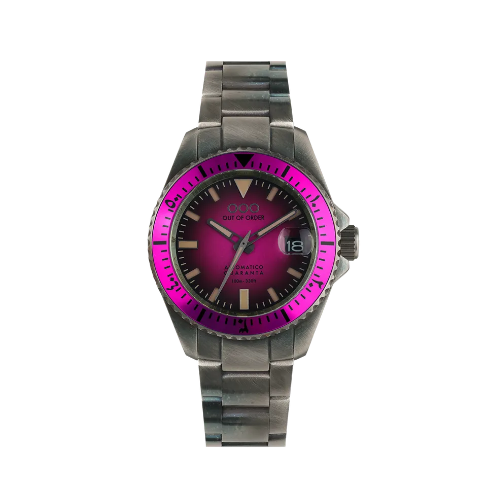 Out Of Order Automatico Quaranta Magenta Ultra Distressed orologio 40 mm
