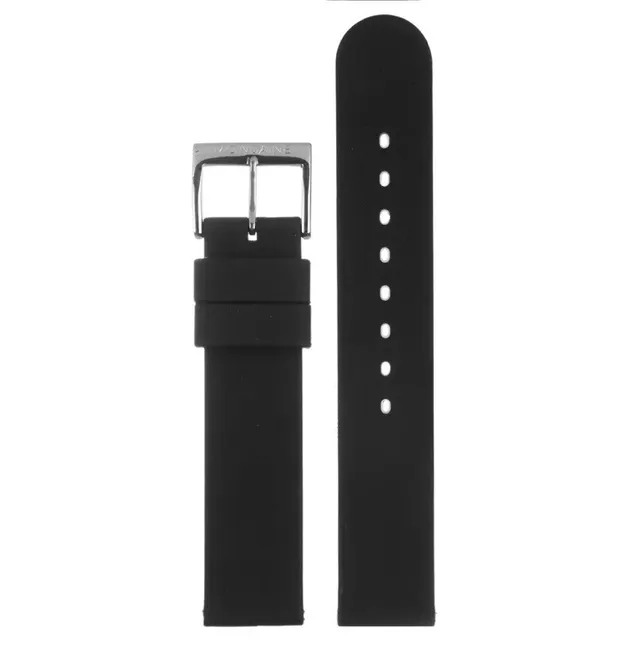 Mondaine cinturino 18 mm nero silicone fibbia lucida