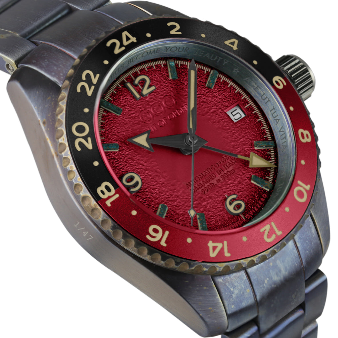 Out Of Order Trecento Rosso Rubino orologio GMT 40mm acciaio