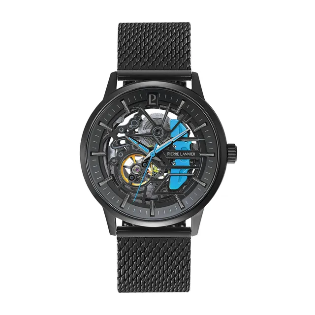 Pierre Lannier Paddock orologio scheletro nero 43 mm