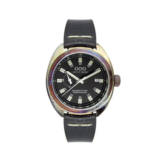 Out Of Order Torpedine Black automatico 42mm nero pelle