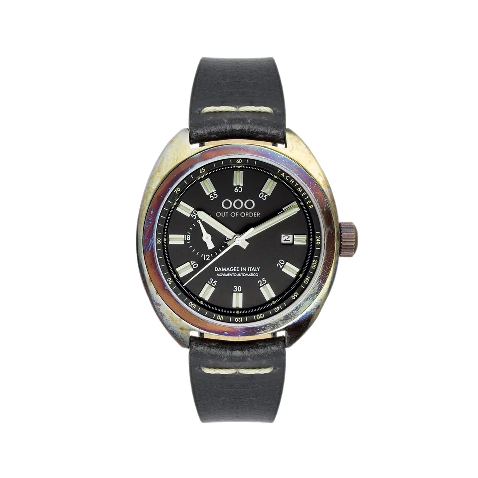 Out Of Order Torpedine Black automatico 42mm nero pelle
