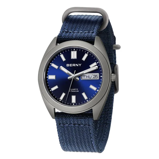 Berny Titanio Quarzo Uomo Blu Nylon 10ATM