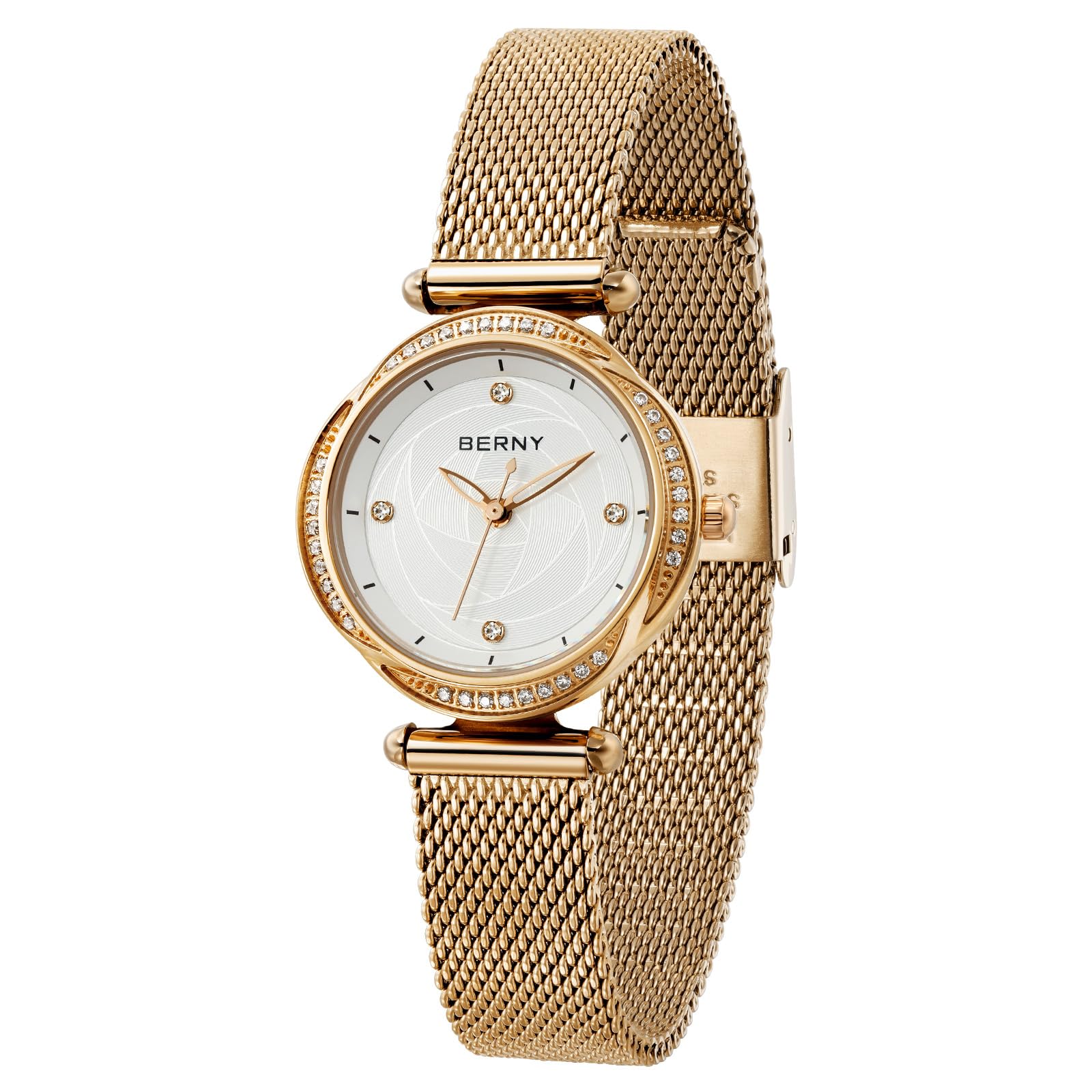 Berny Orologio Donna Quarzo Oro Maglia Mesh