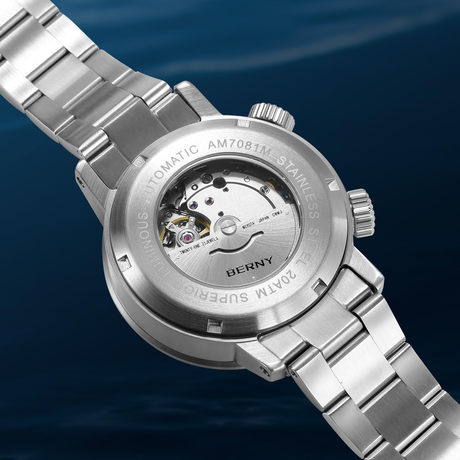 Berny Diver orologio automatico uomo bianco 20ATM