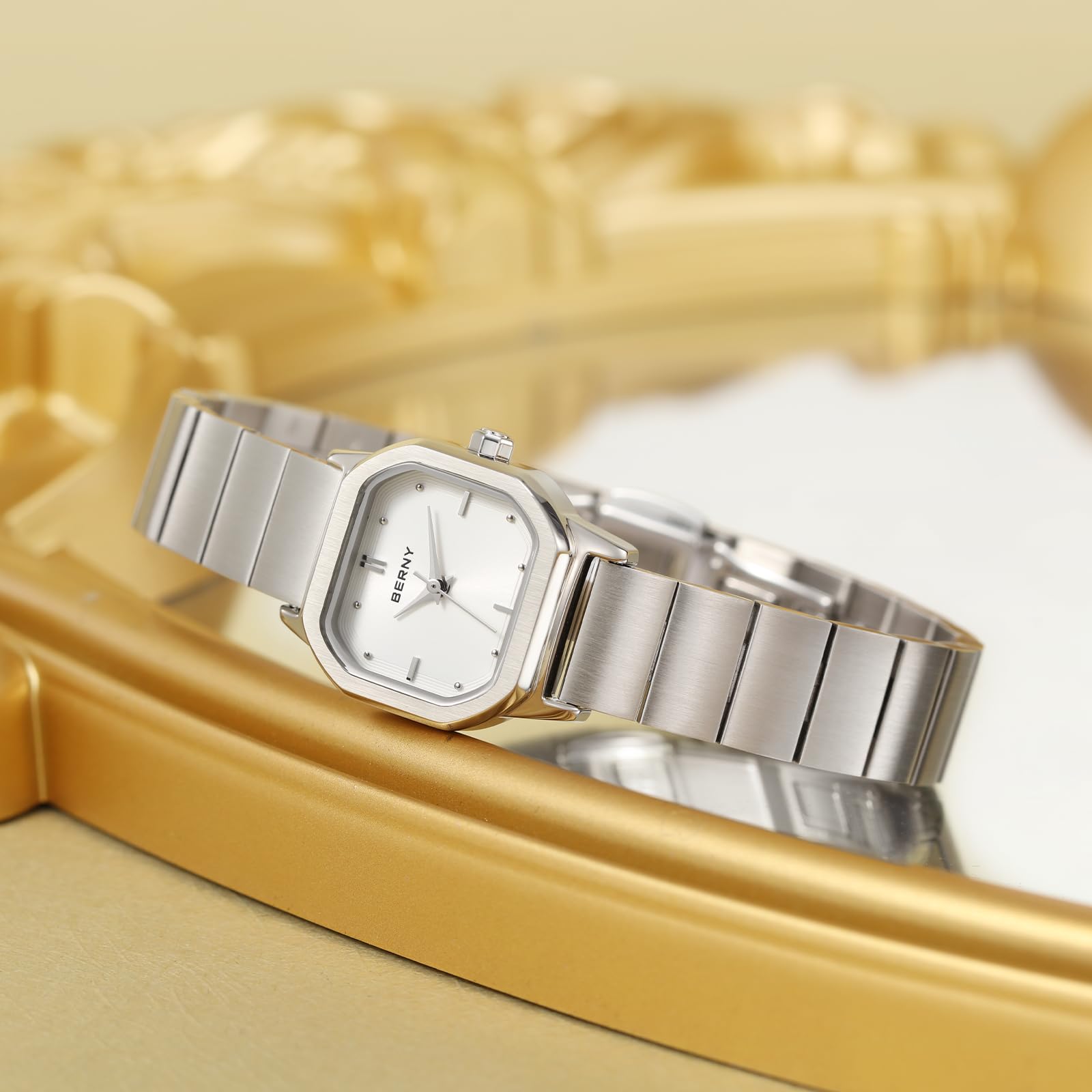 Berny Orologio Donna Quadrato Bianco Quarzo 3ATM