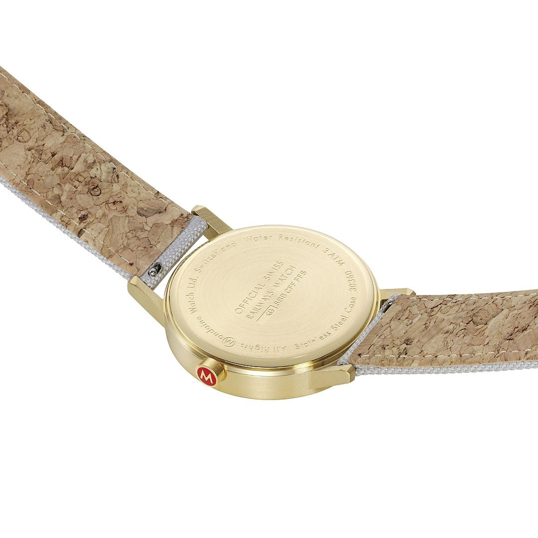 Mondaine Classic orologio oro 40 mm tessuto