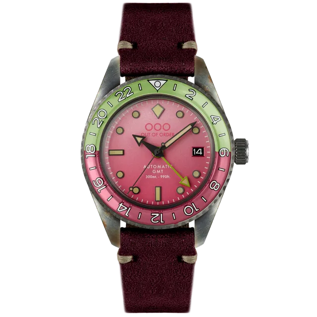 Out Of Order Cosmopolitan GMT Orologio 40mm Pelle Rosa