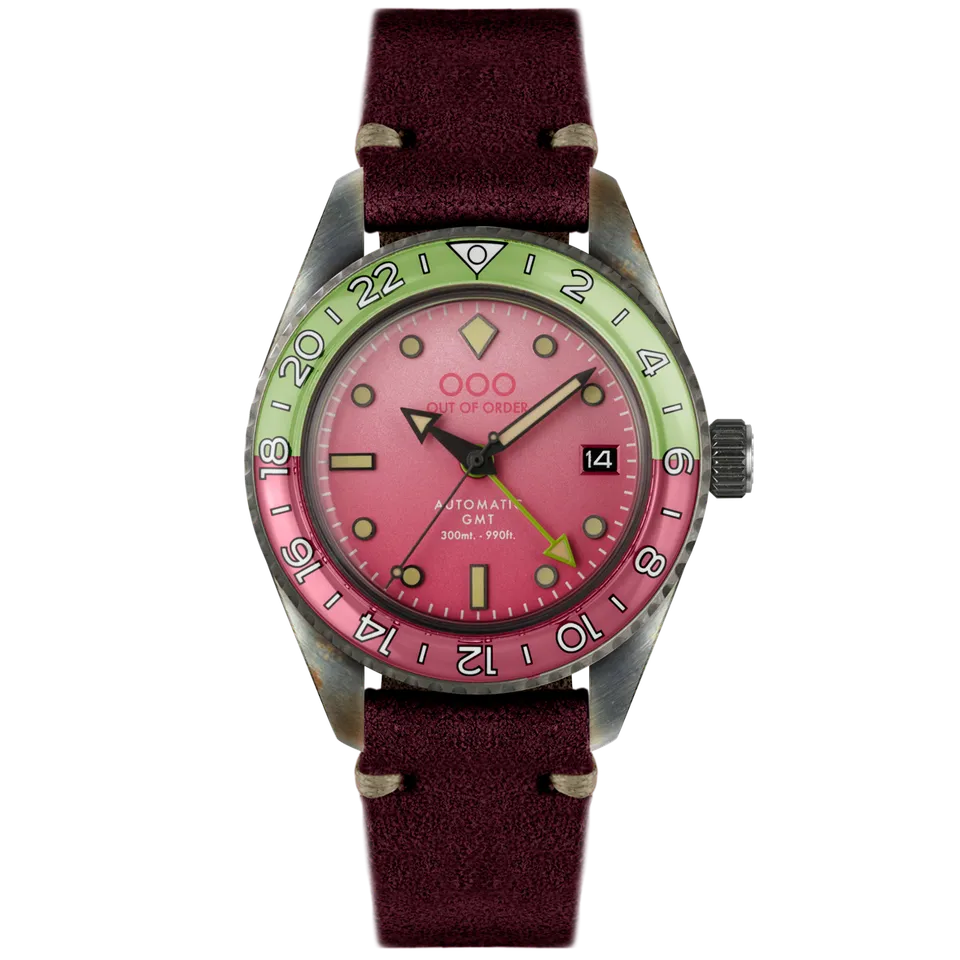 Out Of Order Cosmopolitan GMT Orologio 40mm Pelle Rosa