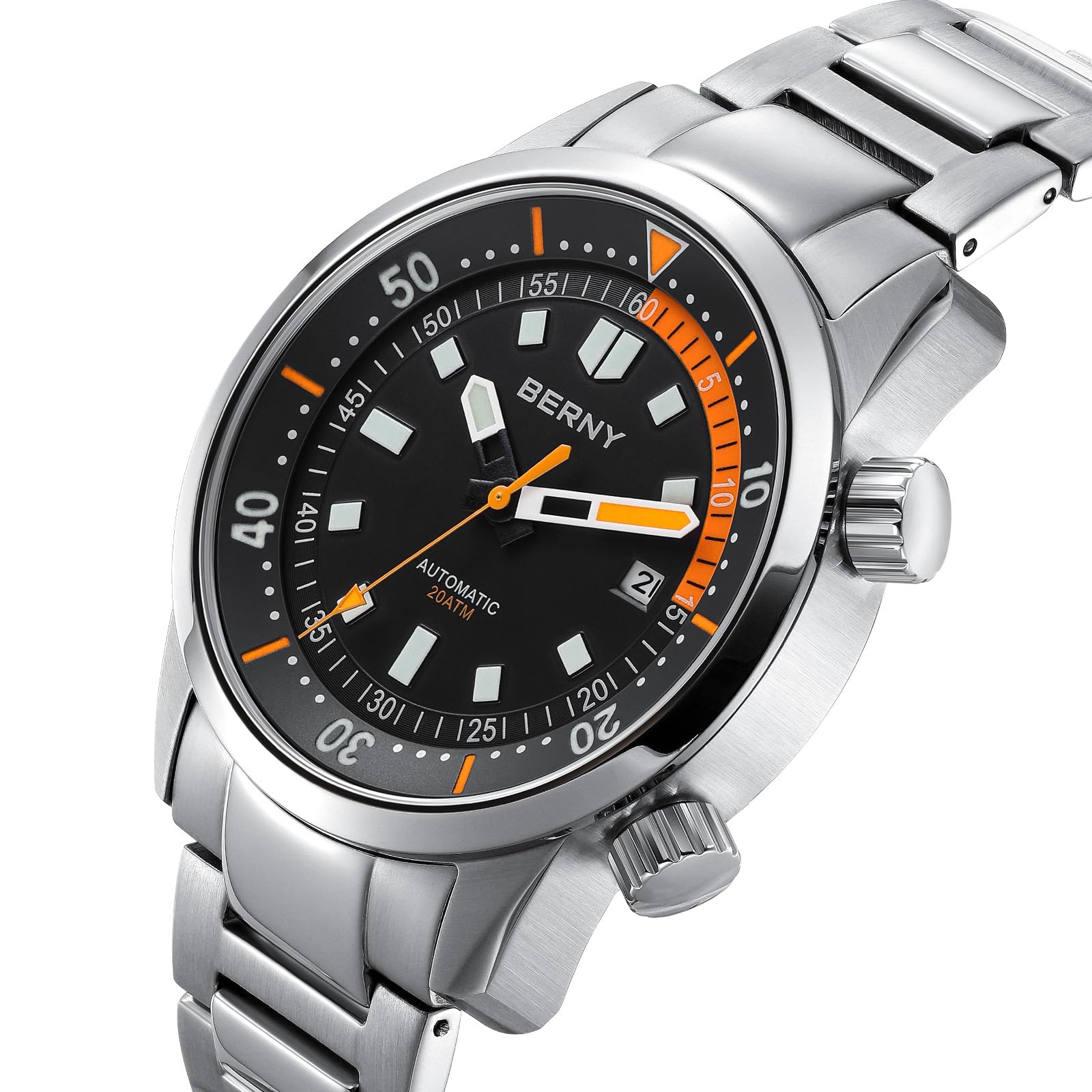 Berny Diver Orologio Uomo Automatico Nero 20ATM