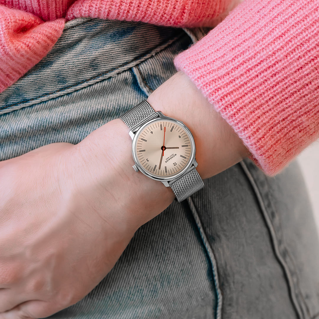 Mondaine Doppio orologio rose gold 33 mm moiré