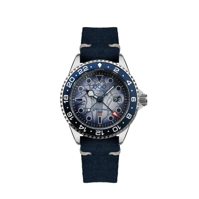 Out Of Order London Cinturino Pelle Blu 20 Mm Concia Vegetale
