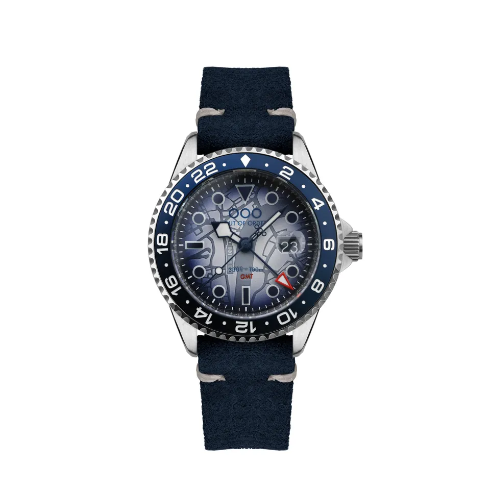 Out Of Order London Cinturino Pelle Blu 20 Mm Concia Vegetale