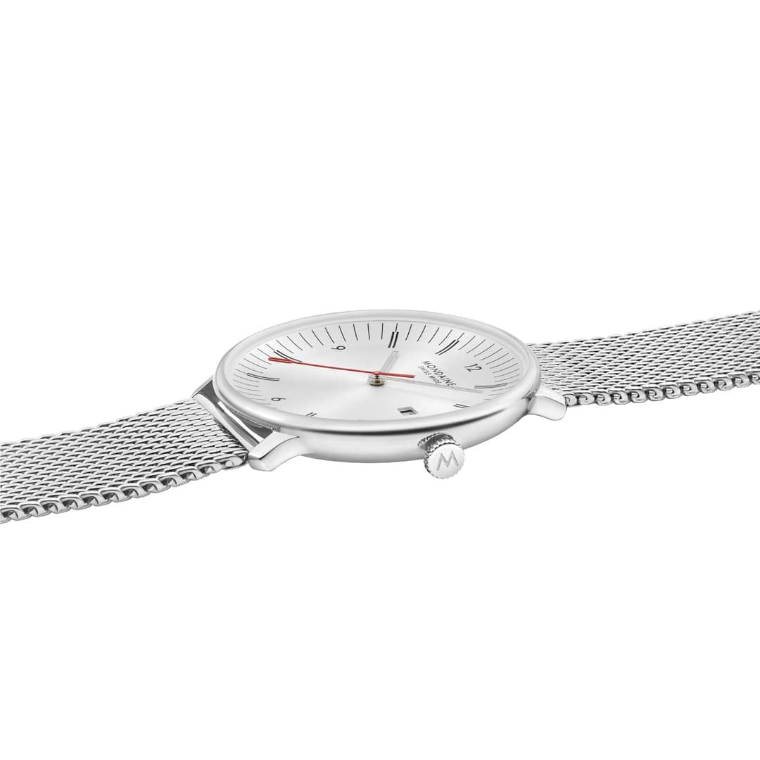 Mondaine Doppio Silver orologio 41mm acciaio argento