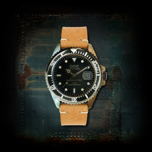 Out Of Order Light Brown orologio quarzo 40 mm nero pelle