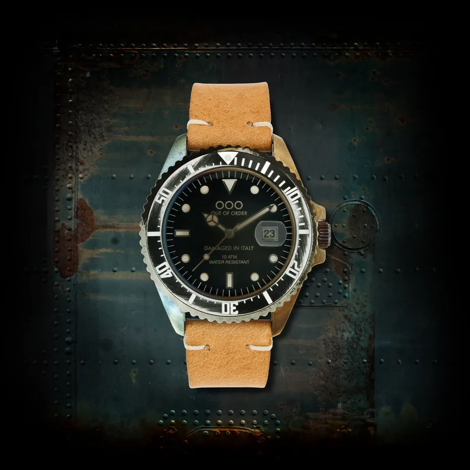 Out Of Order Light Brown orologio quarzo 40 mm nero pelle