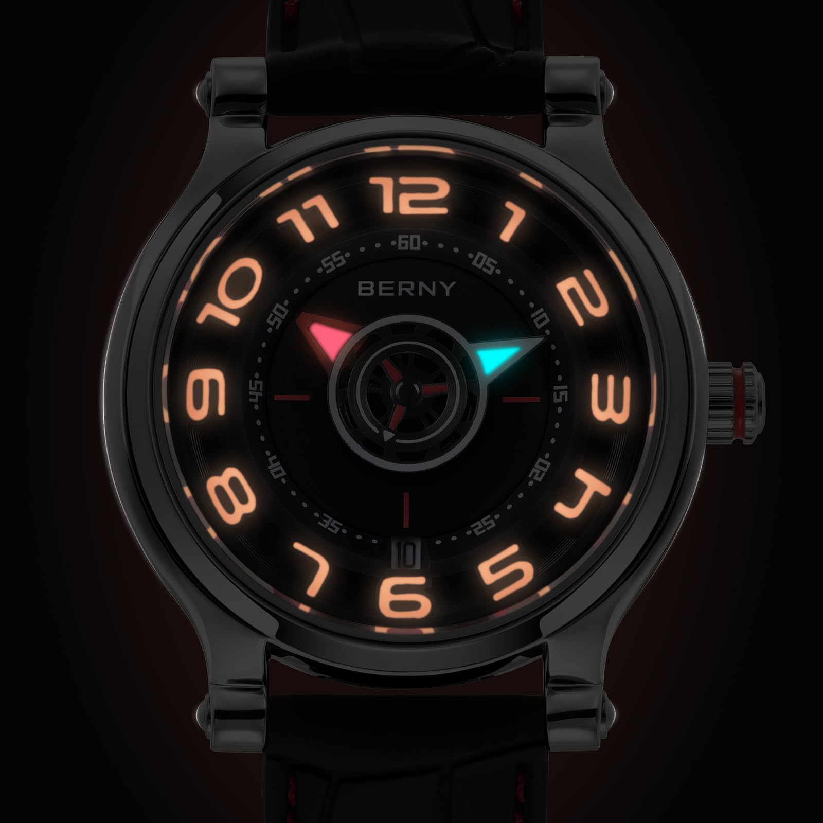 Berny AM053VM Orologio Uomo Automatico Argento Rosso