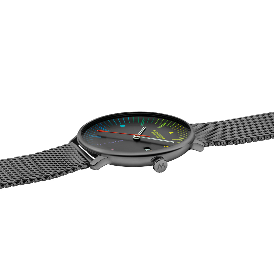 Mondaine Doppio Bauhaus Inspired orologio 41 mm multicolore