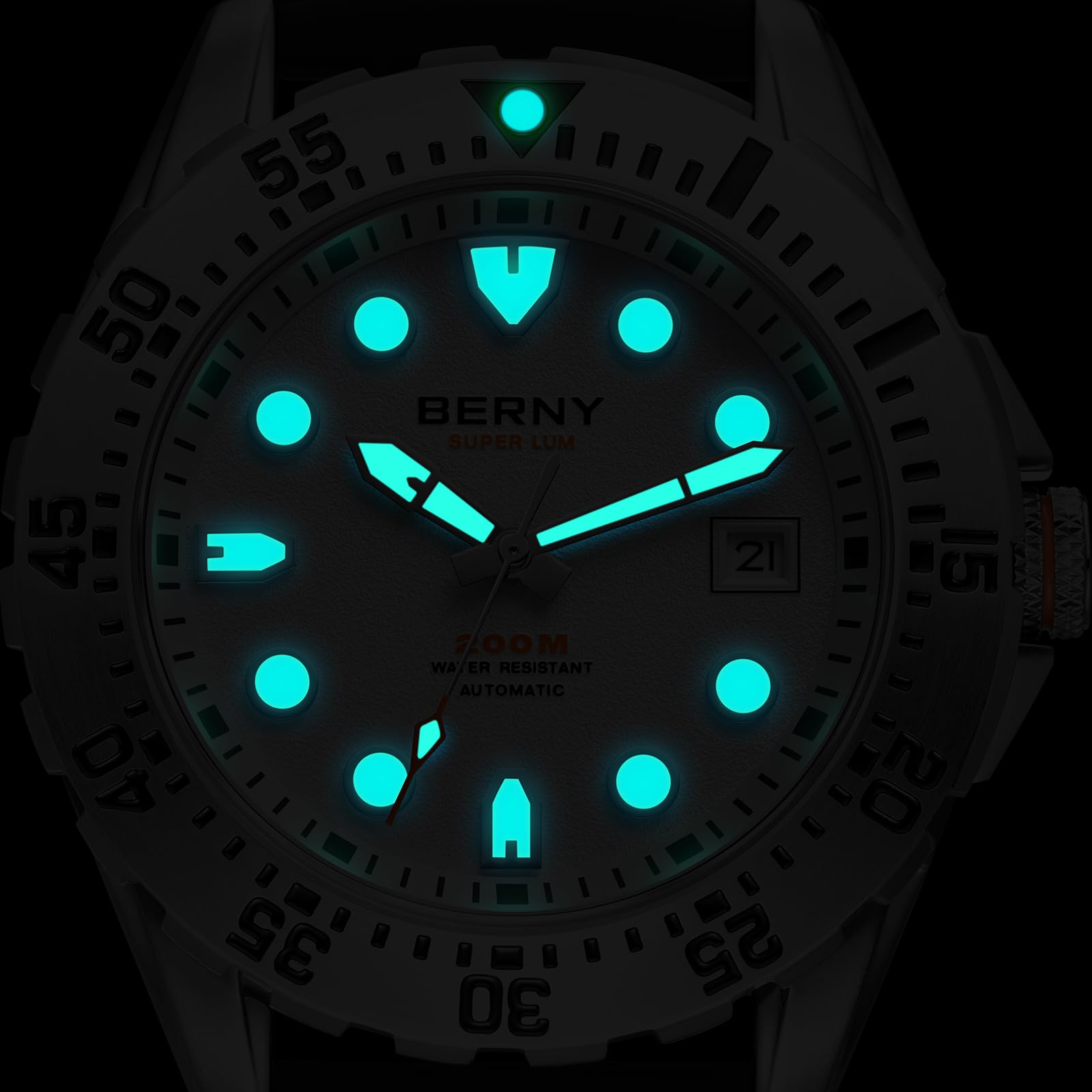 Berny Diver orologio automatico uomo bianco zaffiro 200M