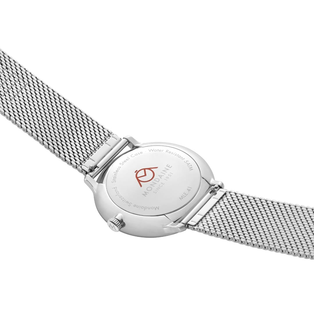 Mondaine Doppio Silver orologio 41mm acciaio argento