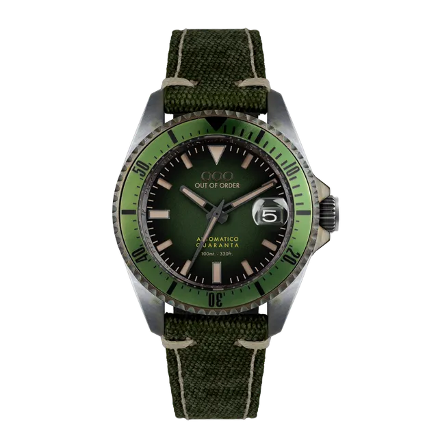 Out Of Order Automatico Quaranta Green Canvas orologio verde 40 mm