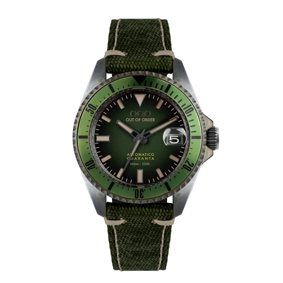 Out Of Order Automatico Quaranta Green Canvas orologio verde 40 mm