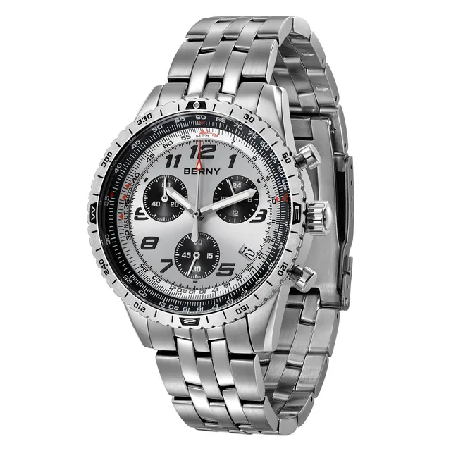 Berny Orologio Uomo Cronografo Sportivo Tre Quadranti