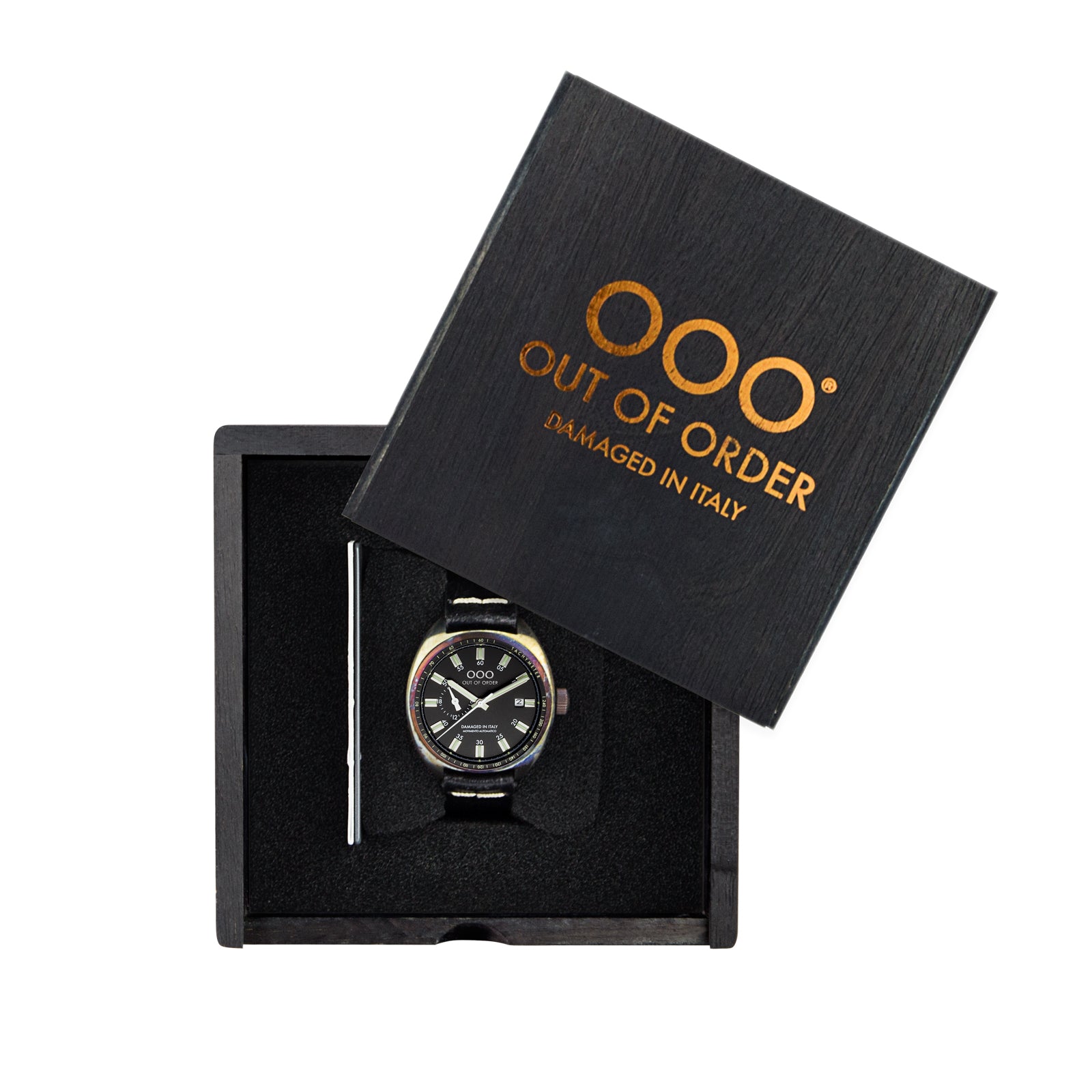 Out Of Order Torpedine Black automatico 42mm nero pelle