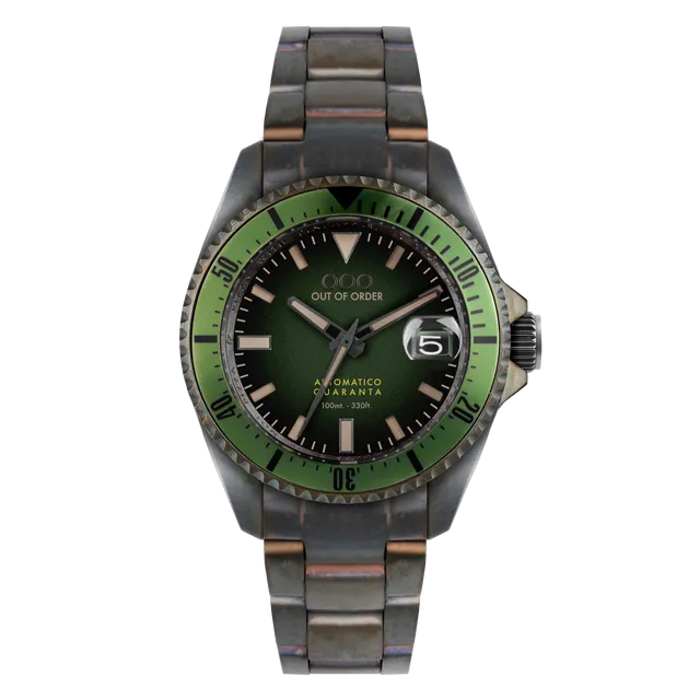 Out Of Order Automatico Quaranta orologio verde 40 mm acciaio