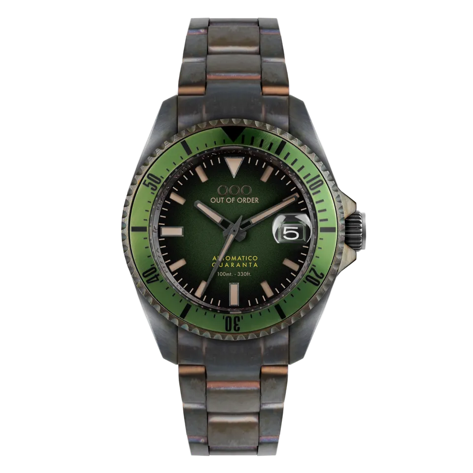 Out Of Order Automatico Quaranta orologio verde 40 mm acciaio