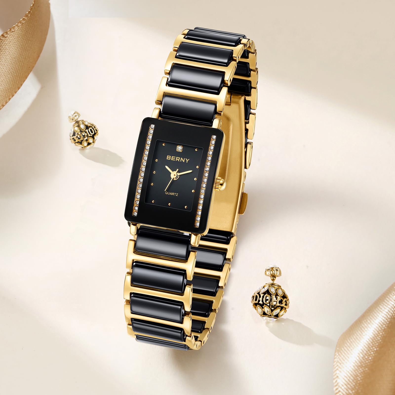 Berny Rettangolare Orologio Donna Quarzo Ceramica Impermeabile