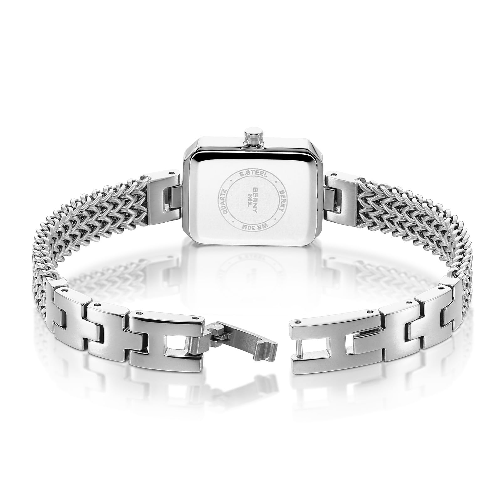 Berny Petite Orologio Donna Bracciale Bianco Pietre Set