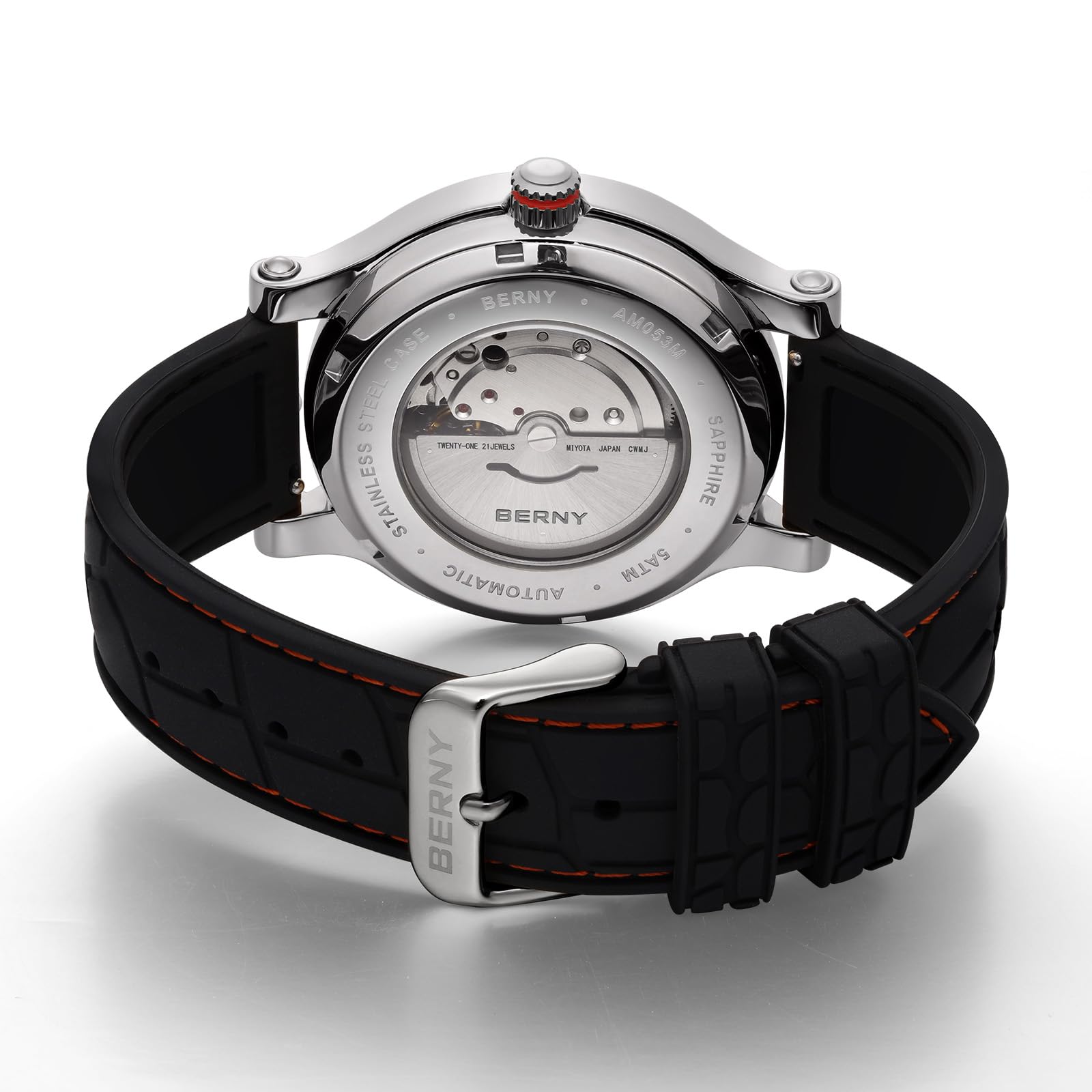 Berny AM053VM Orologio Uomo Automatico Argento Rosso