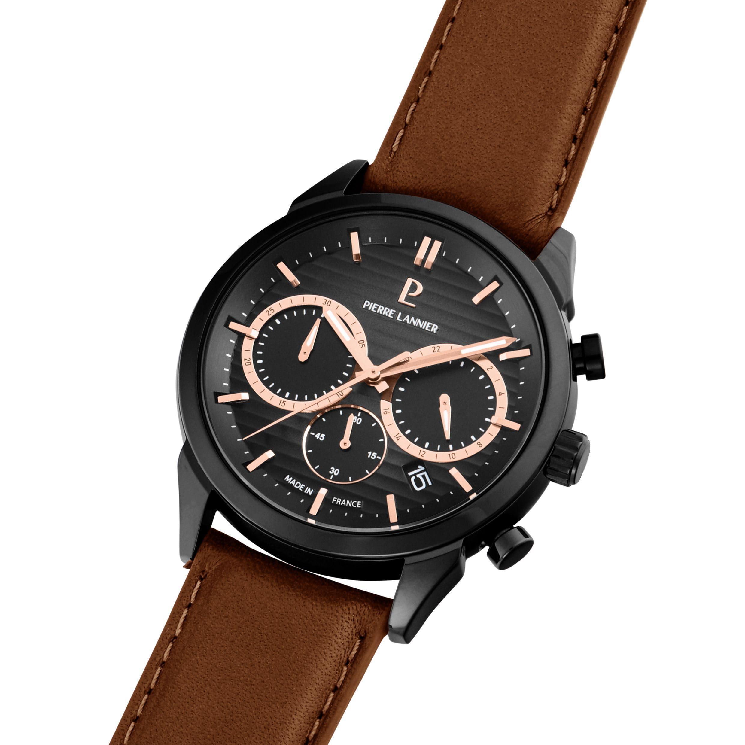 Pierre Lannier Monarck cronografo quarzo 43 mm pelle