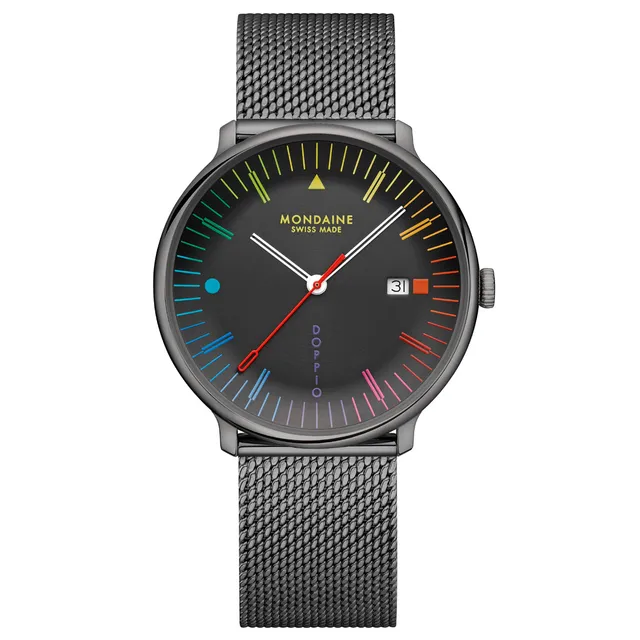 Mondaine Doppio Bauhaus Inspired orologio 41 mm multicolore