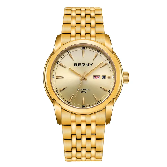 Berny Dress orologio scheletro oro automatico uomo