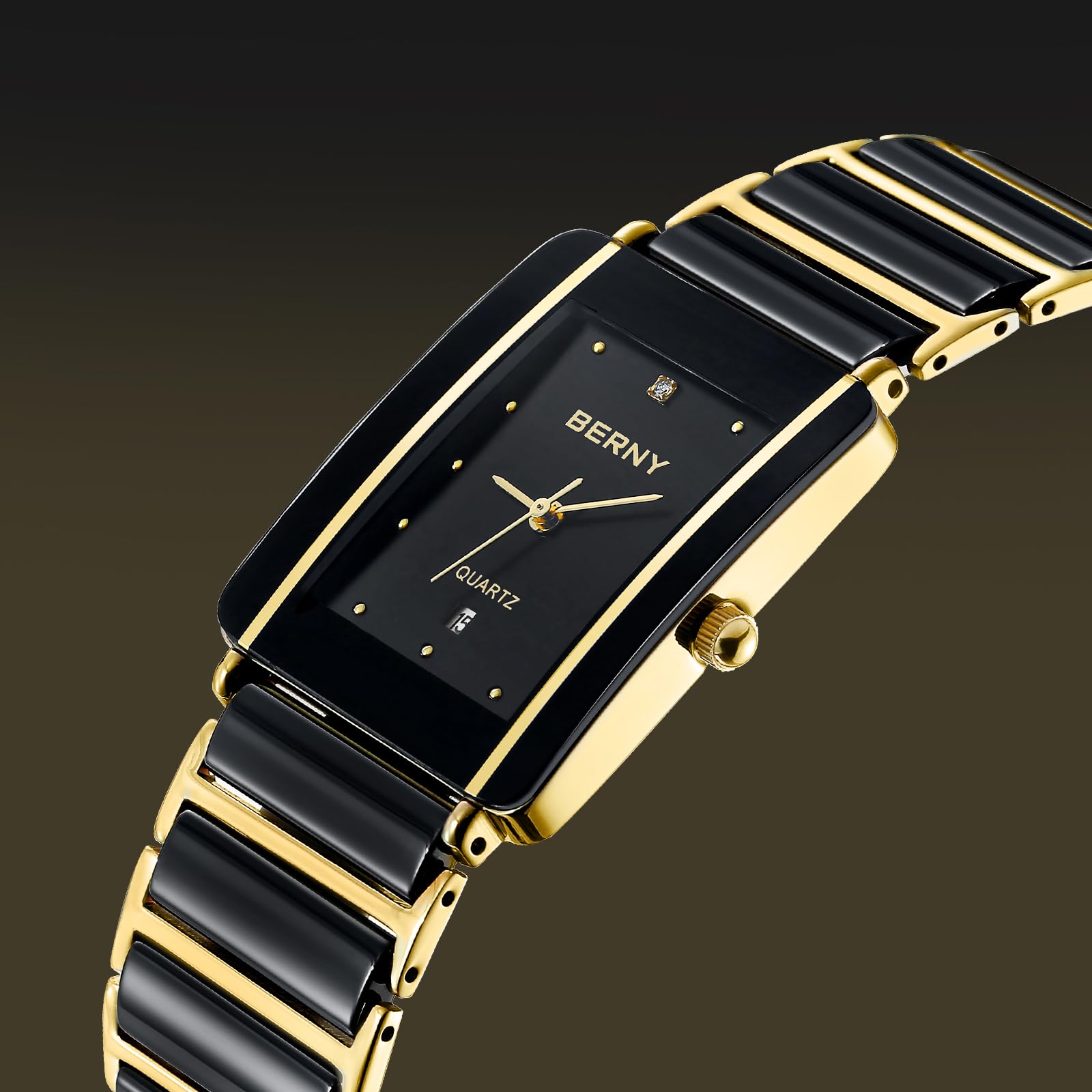 Berny orologio uomo ceramica rettangolare quarzo