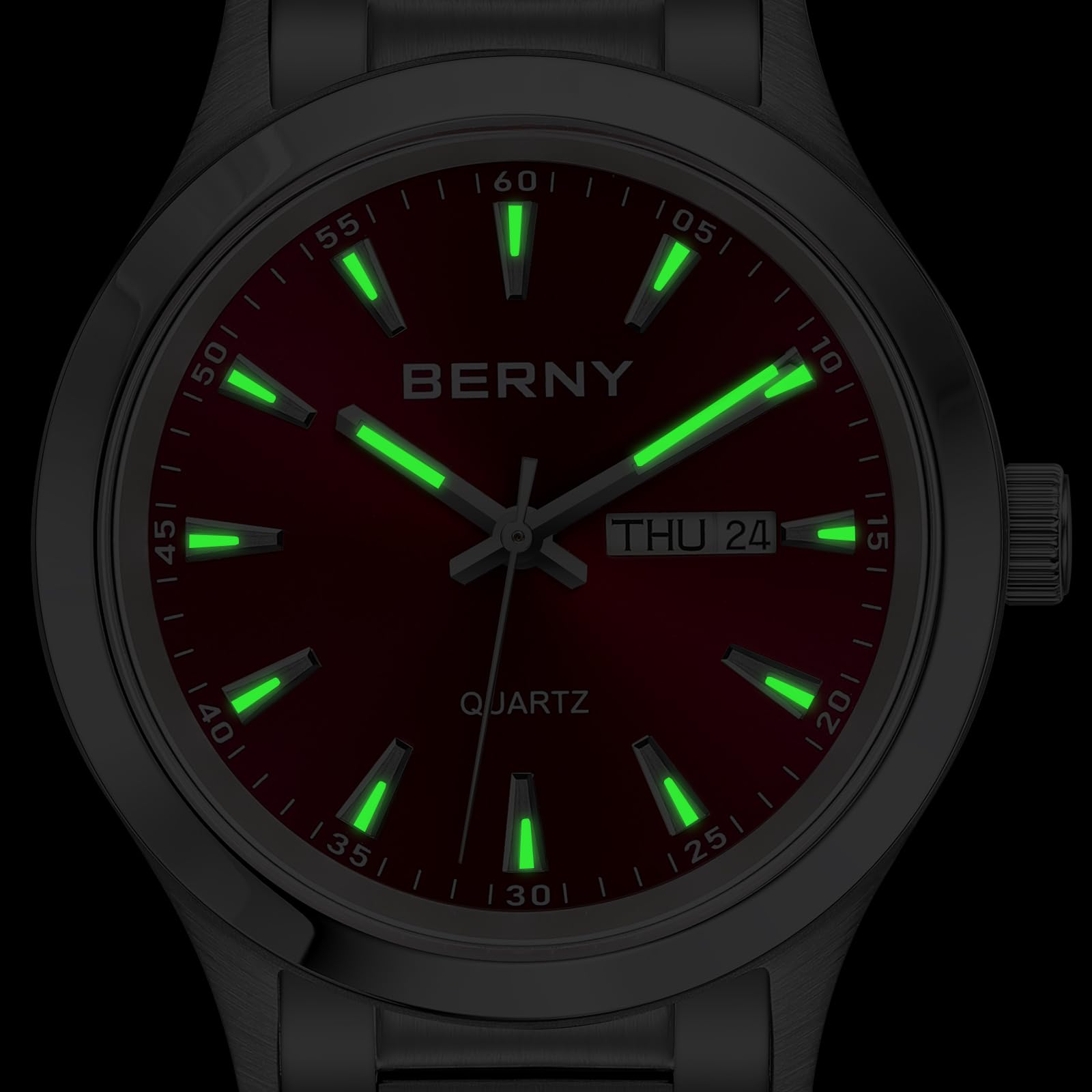 Berny Orologio da Polso Quarzo Acciaio Rosso Sportivo