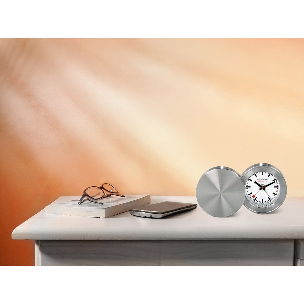 Mondaine Travel Alarm Clock sveglia 50 mm bianca quarzo