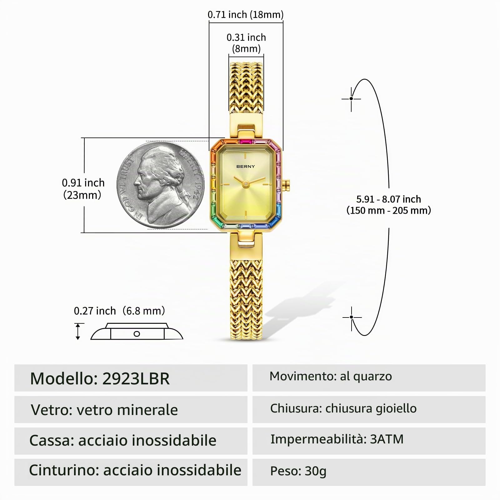 Berny Petite Orologio Donna Oro Pietre Colorate