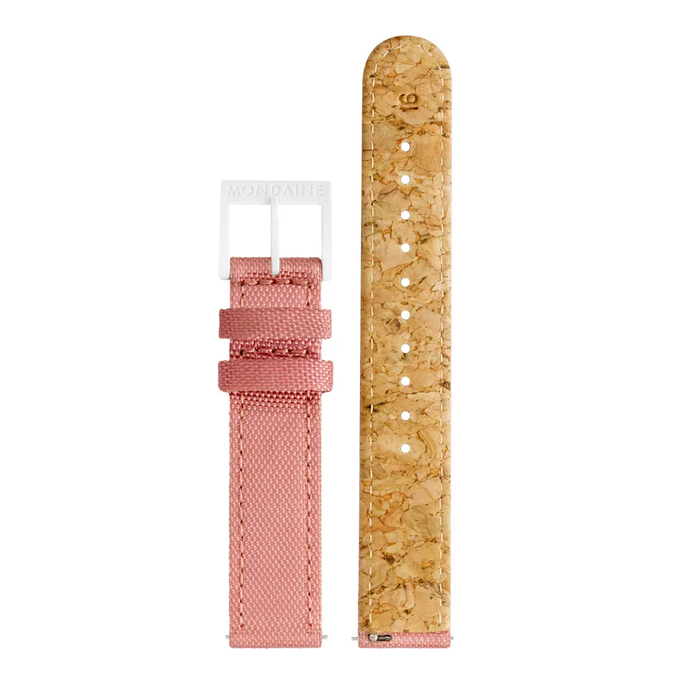 Mondaine Essence cinturino rosa 16 mm tessuto
