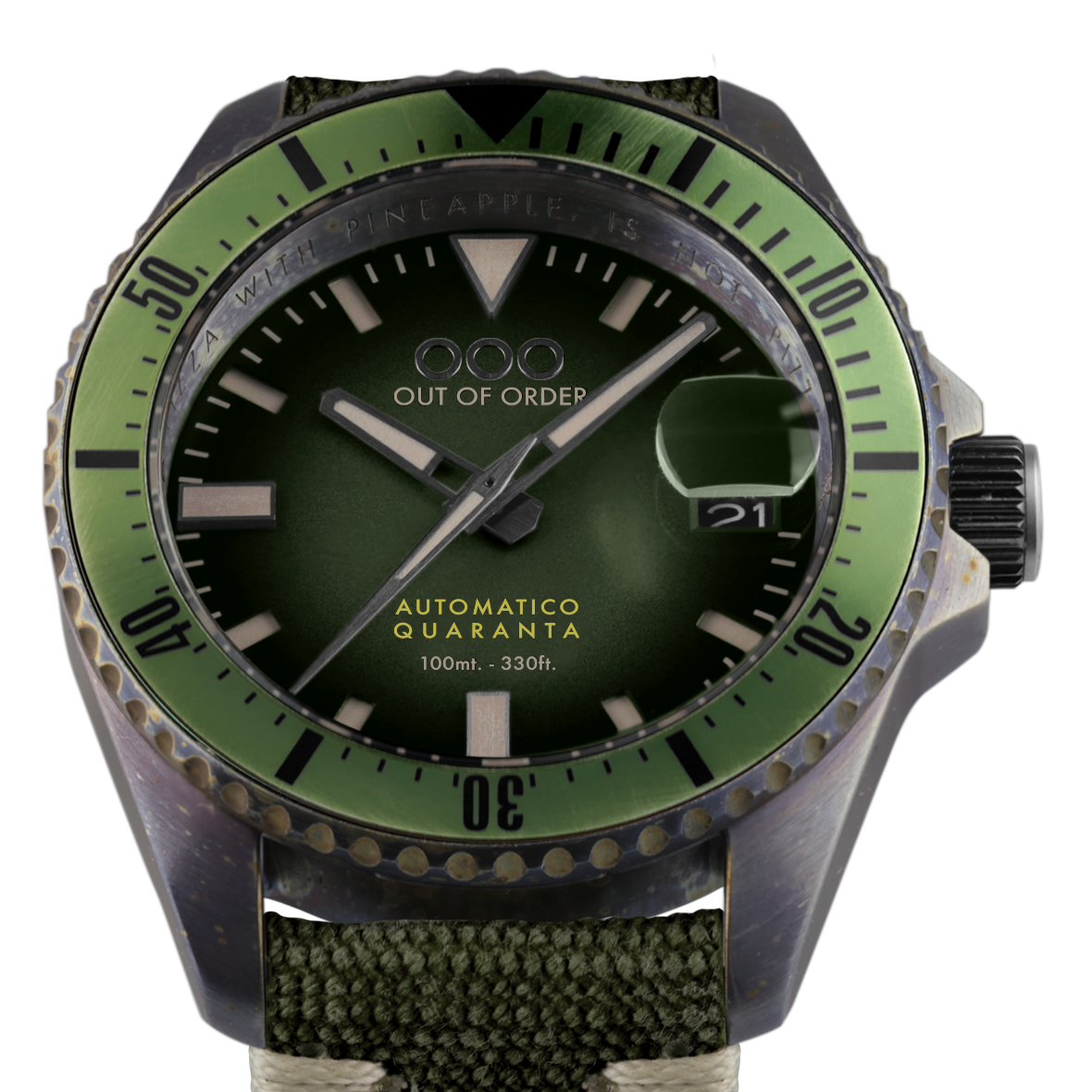Out Of Order Automatico Quaranta Green Canvas orologio verde 40 mm