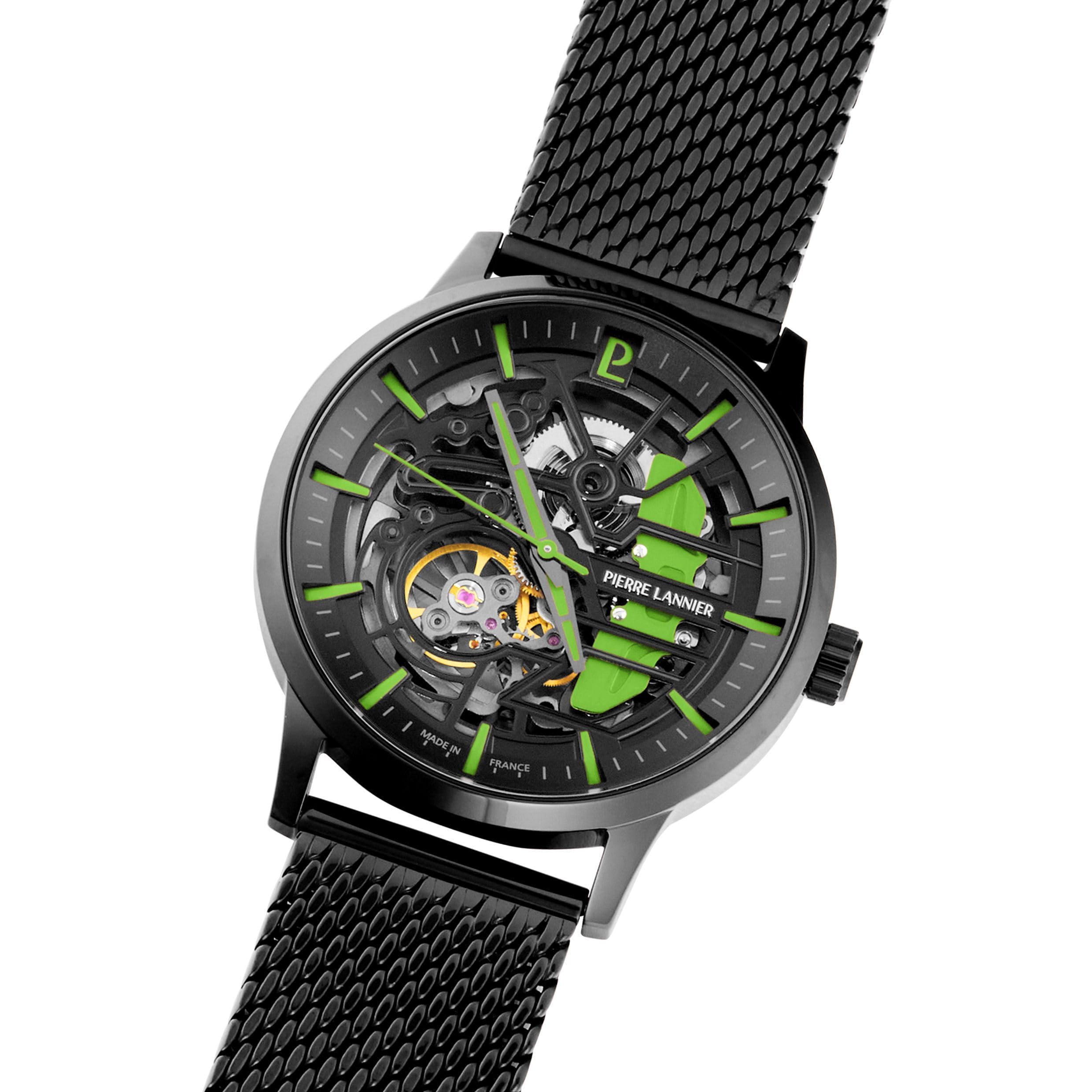 Pierre Lannier Paddock orologio nero milanese 22 mm