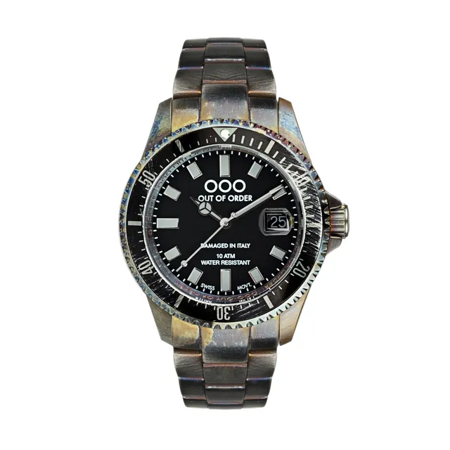 Out Of Order Casanova Black Grey orologio quarzo 44mm acciaio nero