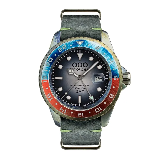 Out Of Order New York orologio GMT quarzo 44 mm pelle